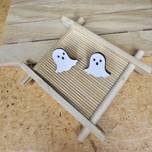 Wooden Ghost Earrings